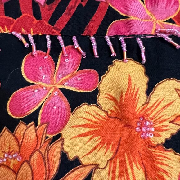 French Laundry XL Maxi Dress Floral Sleeveless Smocked Chest Tropical Boho Festi - Picture 9 of 10